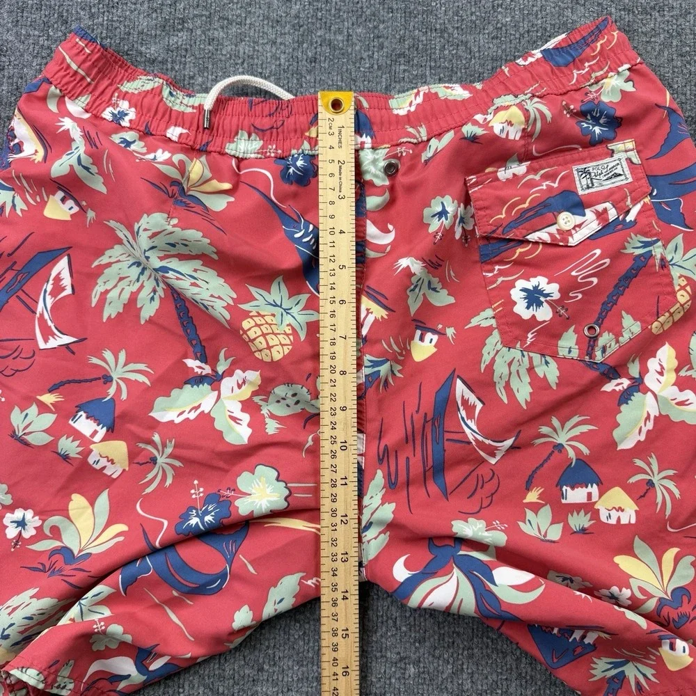Polo‎ Ralph Lauren Swim Trunks Tropical Print Red XL